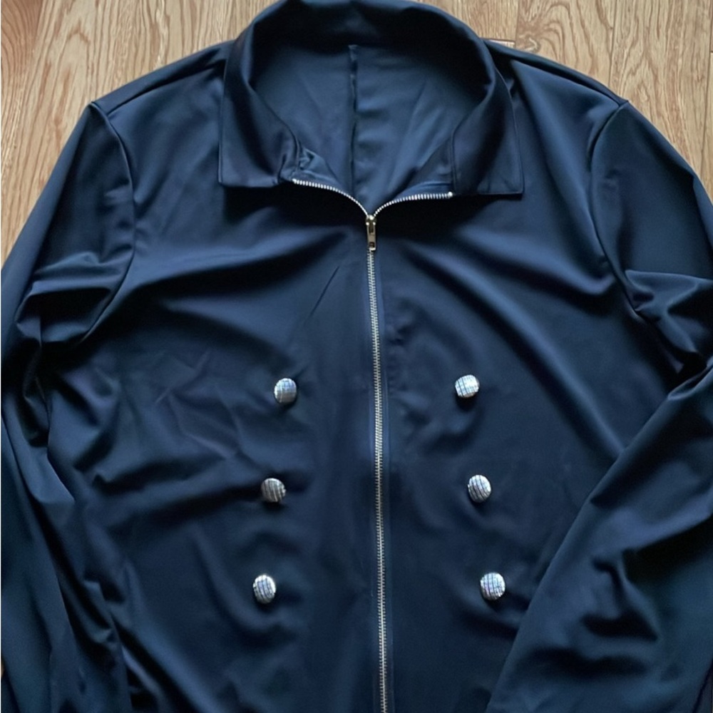 SHEIN Black Zip Up with Buttons